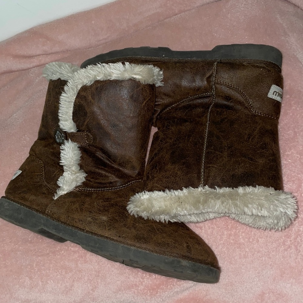 Brown and cream suede ankle boots